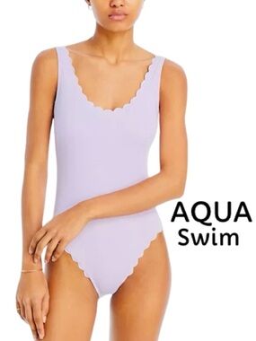 AQUA SWIM Lilac Scalloped One Piece Swimsuit Women’s Size Large